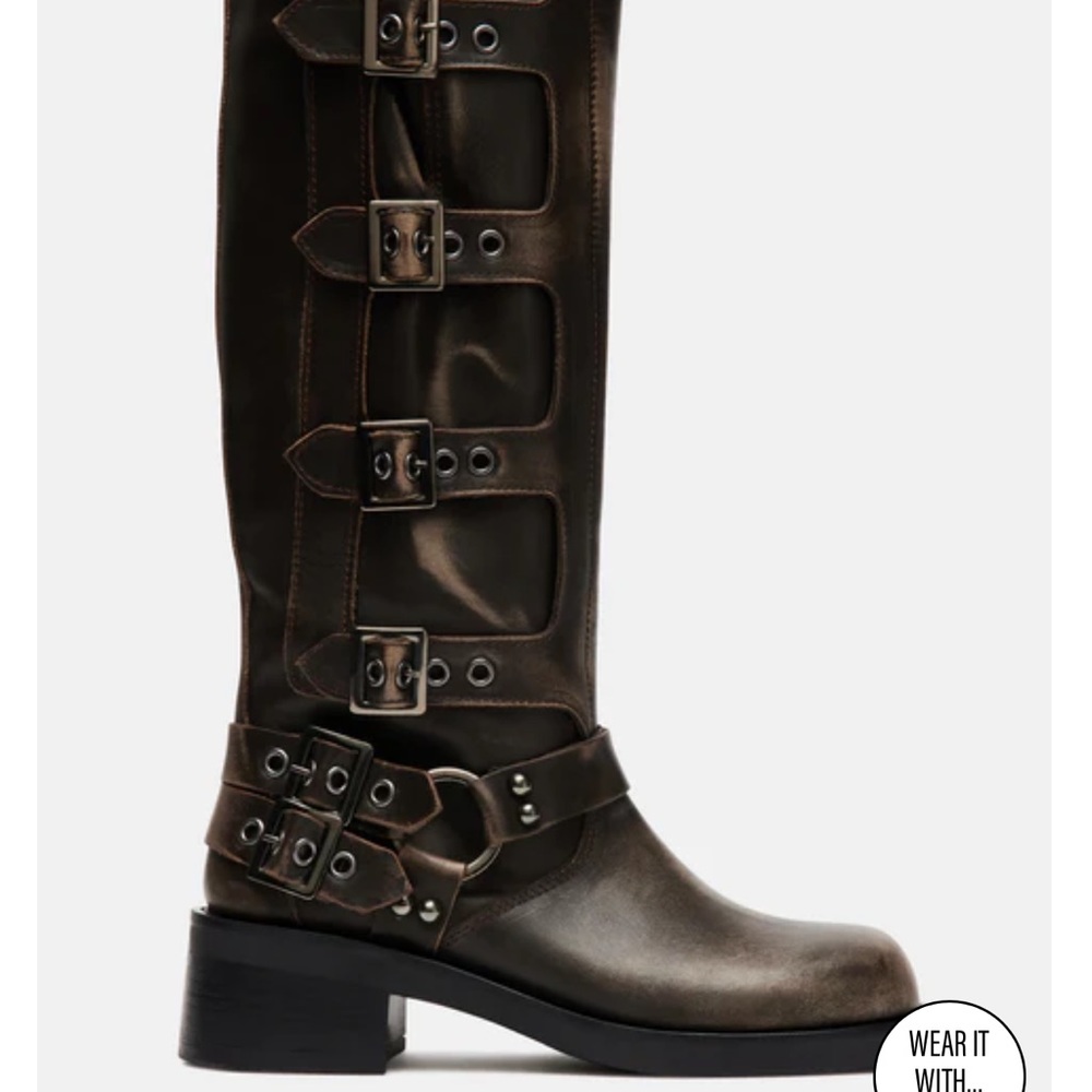 Steve Madden Rocky Brown Distressed Moto Boot